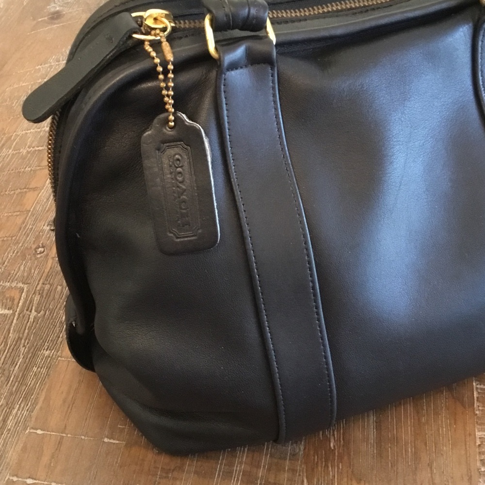 Vintage Coach Bag Soft Satchel Black Leather Doctors Bag with Gold Hardware - Picture 2 of 12